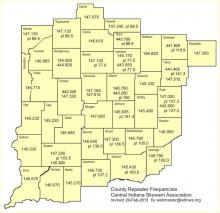 Central Indiana Skywarn repeater map